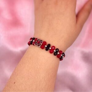 Elegant Red and Black Beaded Bracelet
